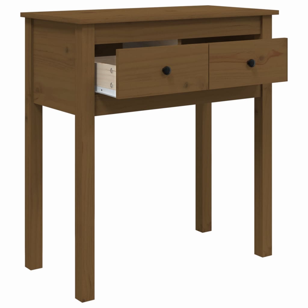 Solid Pine Wood Console Table in Honey Brown - 70x35x75 cm