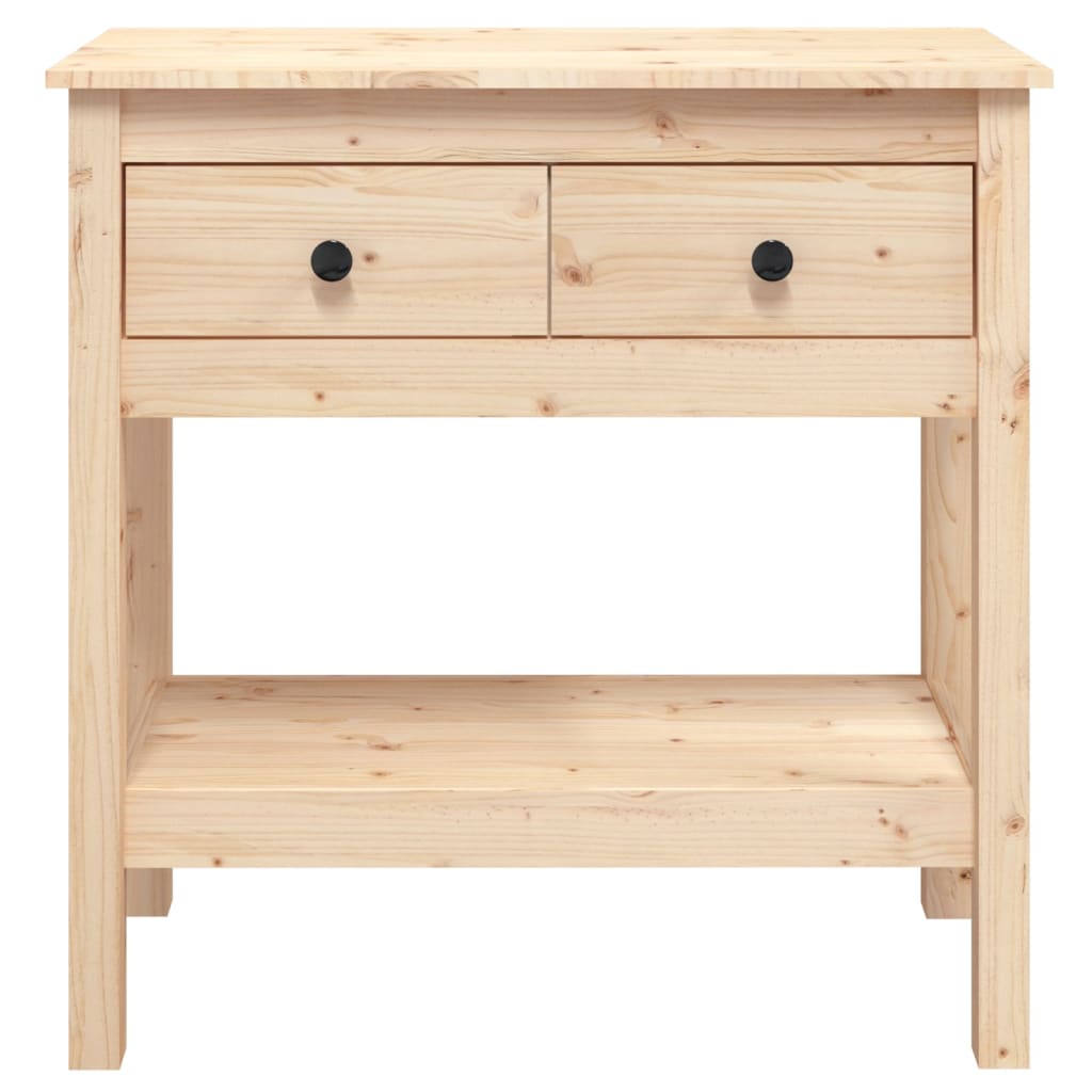 Solid Pine Wood Console Table - 75x35x75 cm, Natural Finish