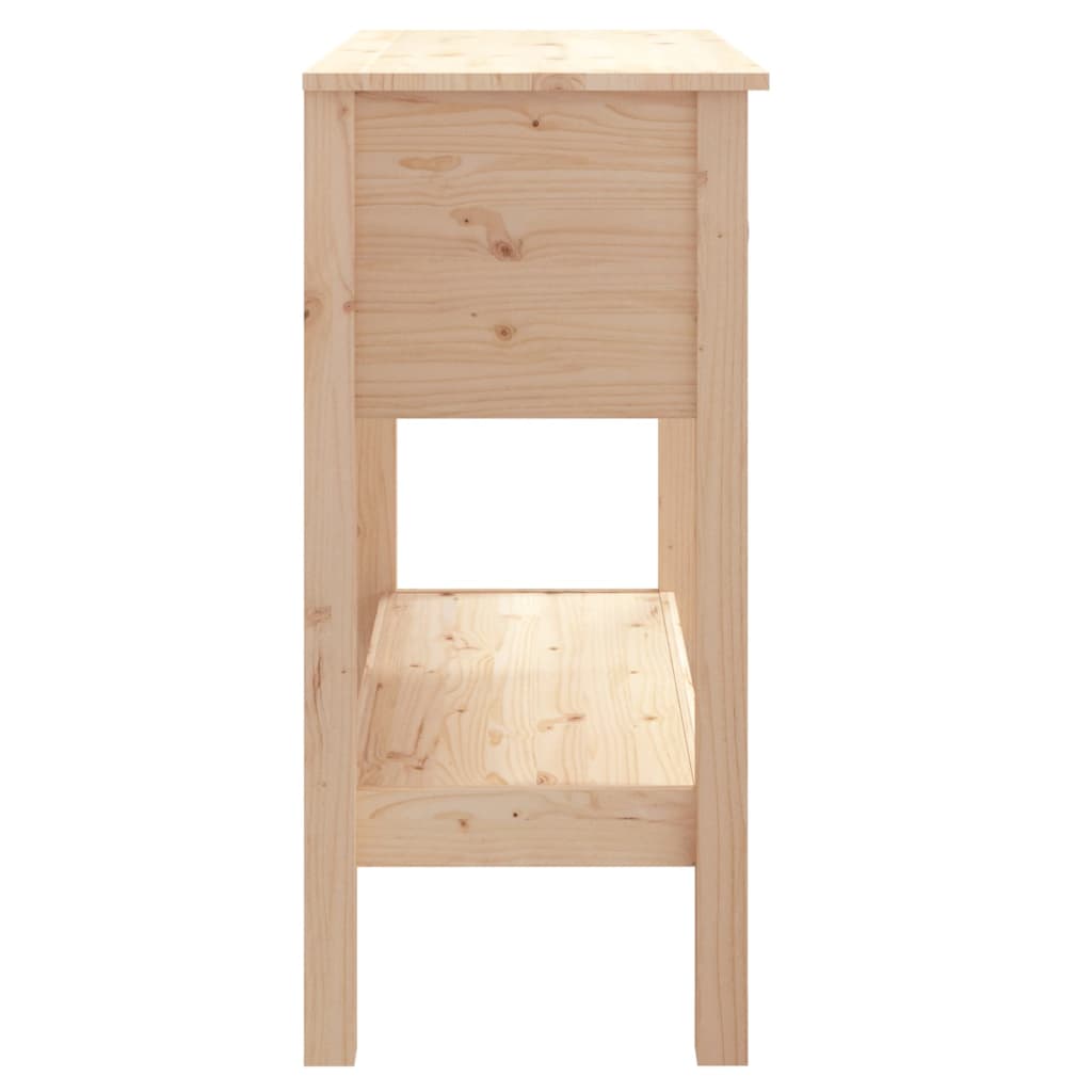 Solid Pine Wood Console Table - 75x35x75 cm, Natural Finish