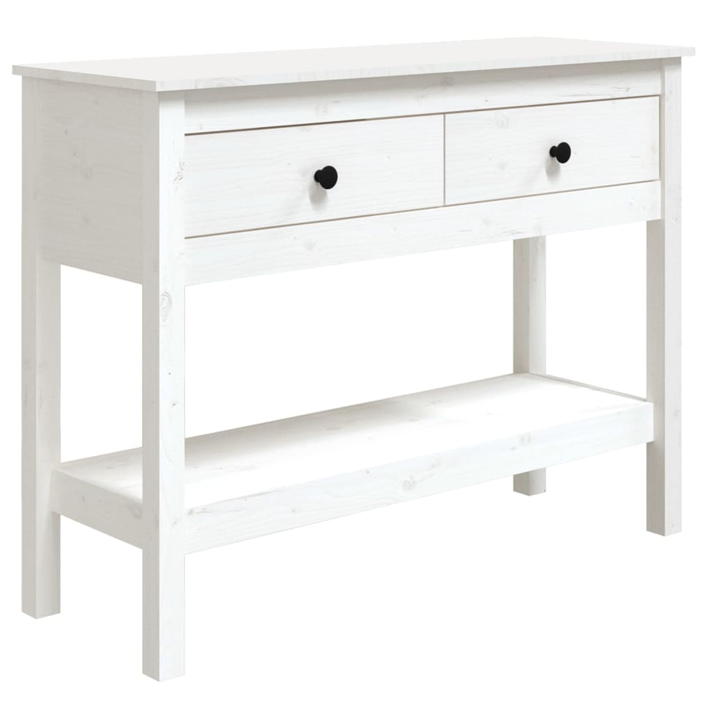Solid Pine Wood Console Table, White - 100x35x75 cm