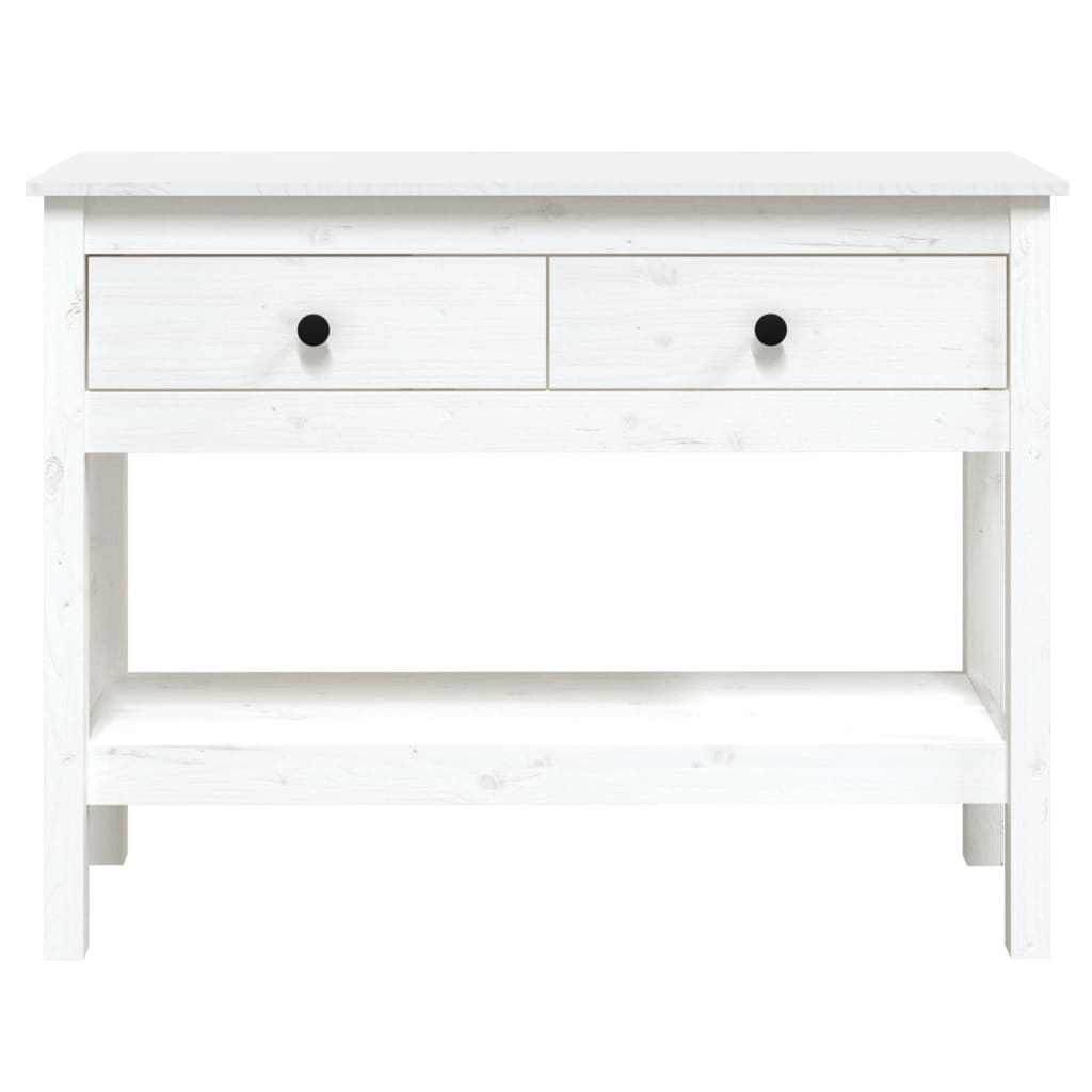 Solid Pine Wood Console Table, White - 100x35x75 cm