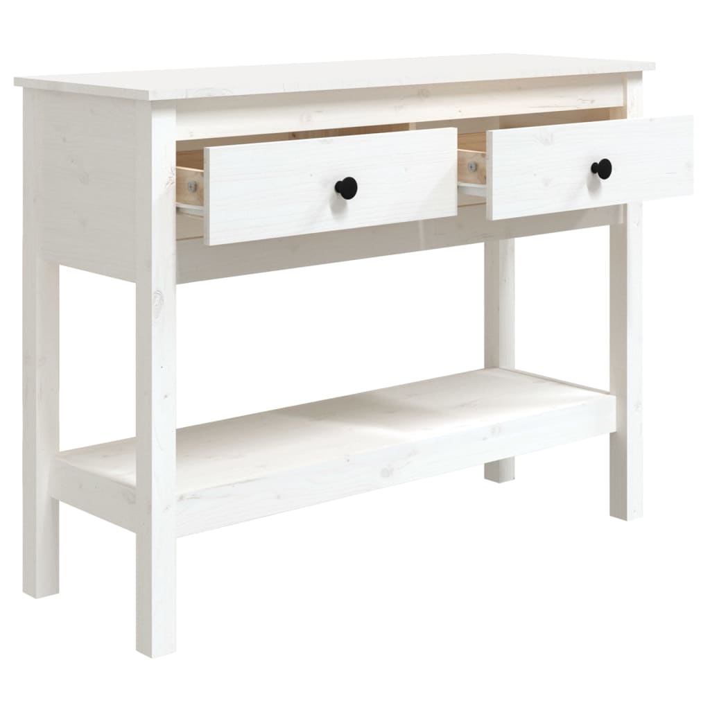 Solid Pine Wood Console Table, White - 100x35x75 cm