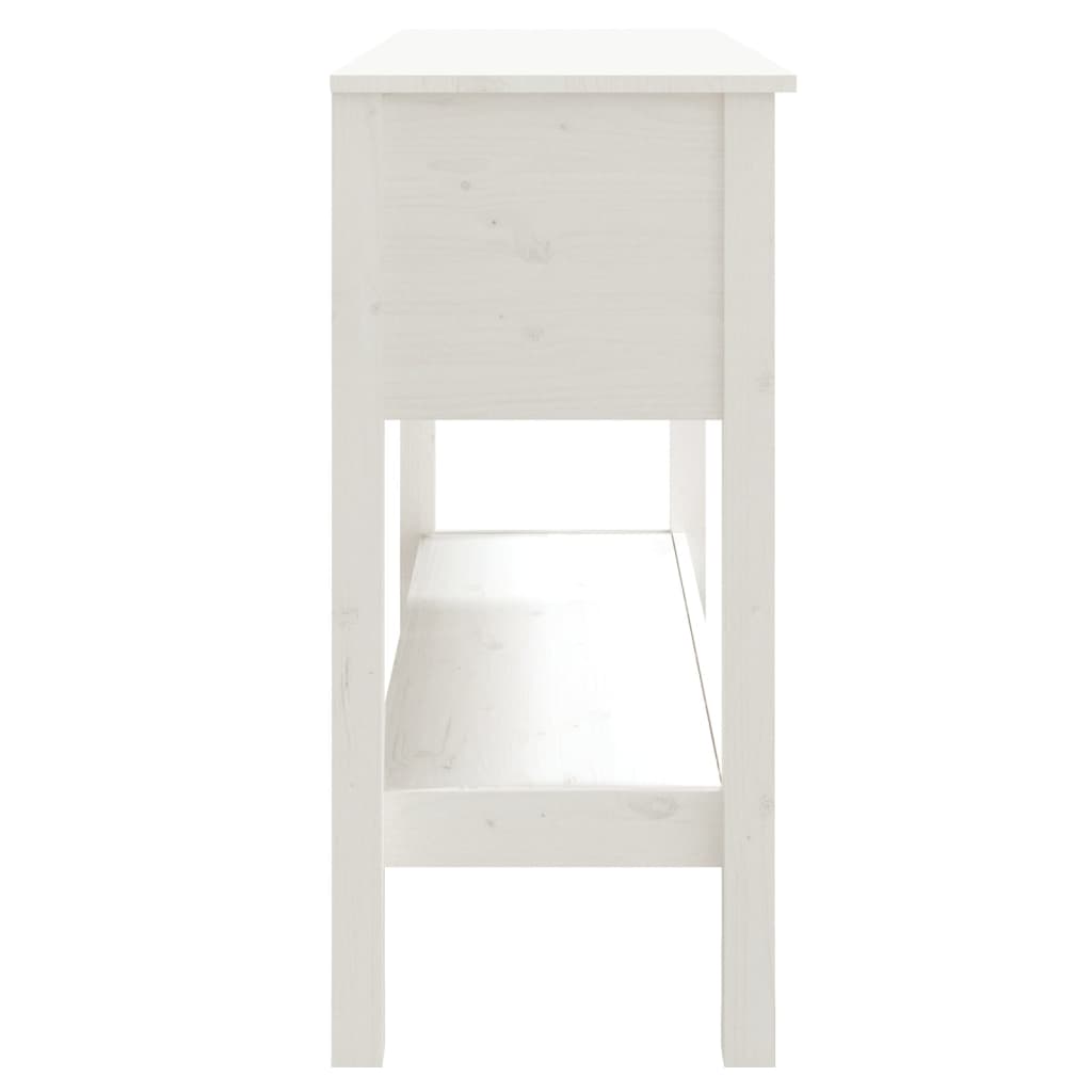 Solid Pine Wood Console Table, White - 100x35x75 cm
