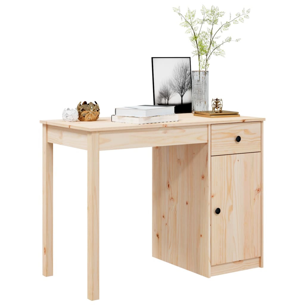 Solid Pine Wood Desk 100x50x75 cm - Natural Finish