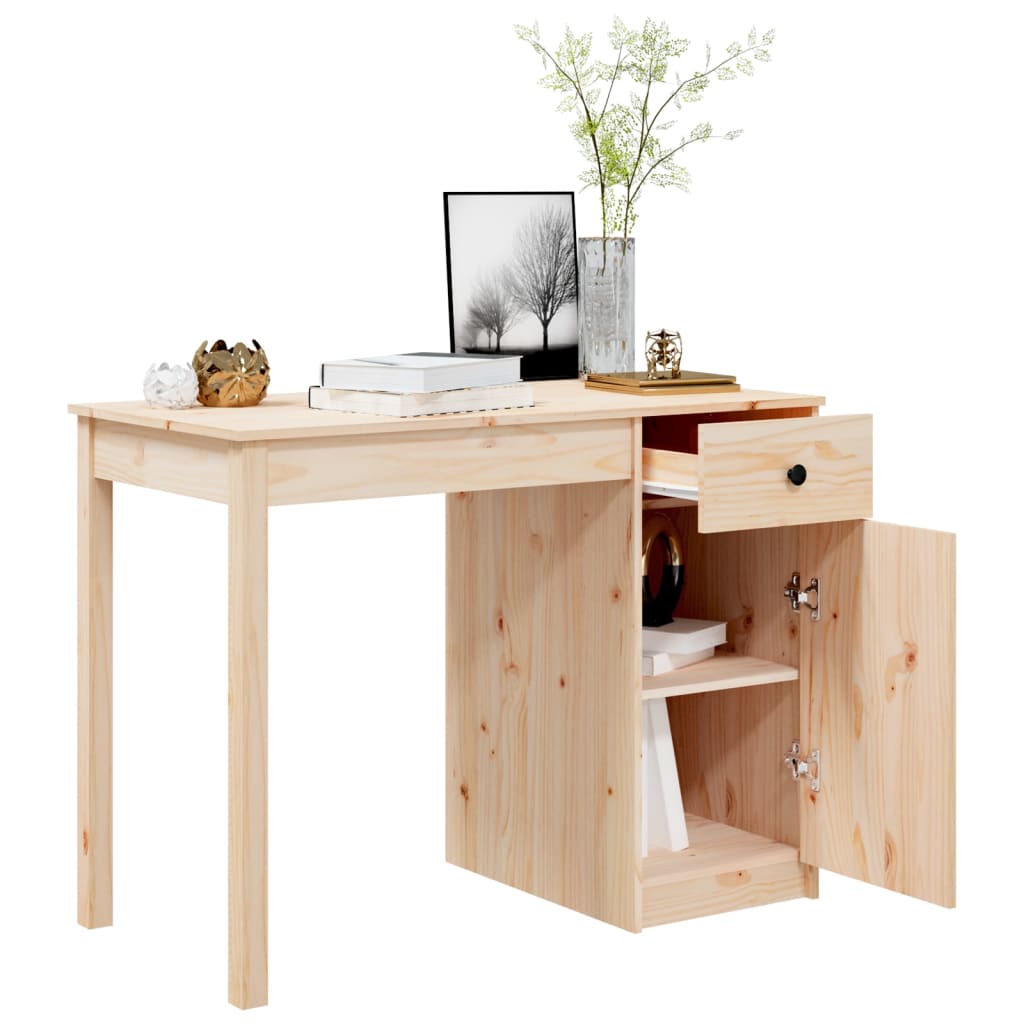 Solid Pine Wood Desk 100x50x75 cm - Natural Finish