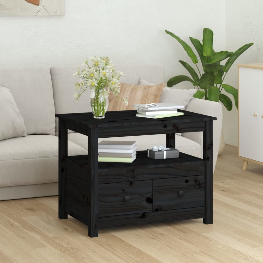 Coffee Table Black 71x49x55 cm Solid Wood Pine