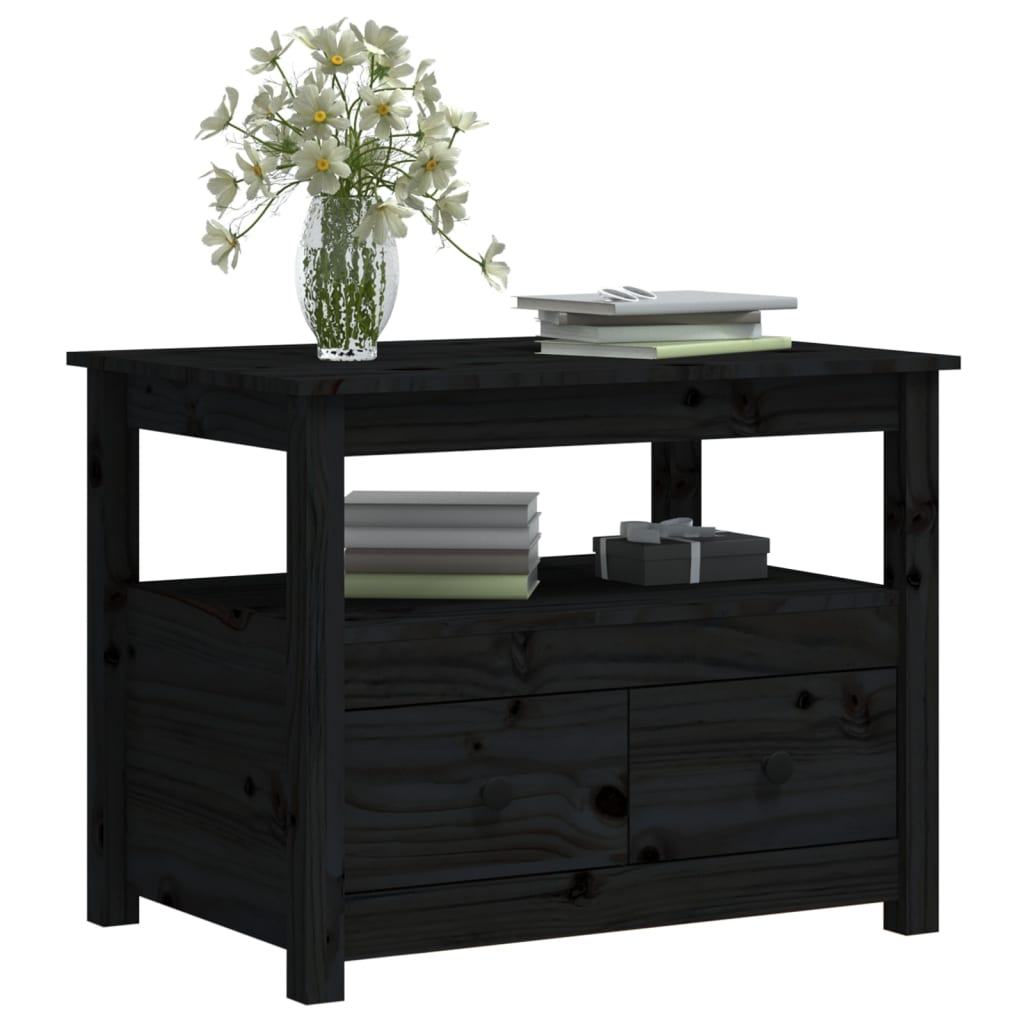 Coffee Table Black 71x49x55 cm Solid Wood Pine
