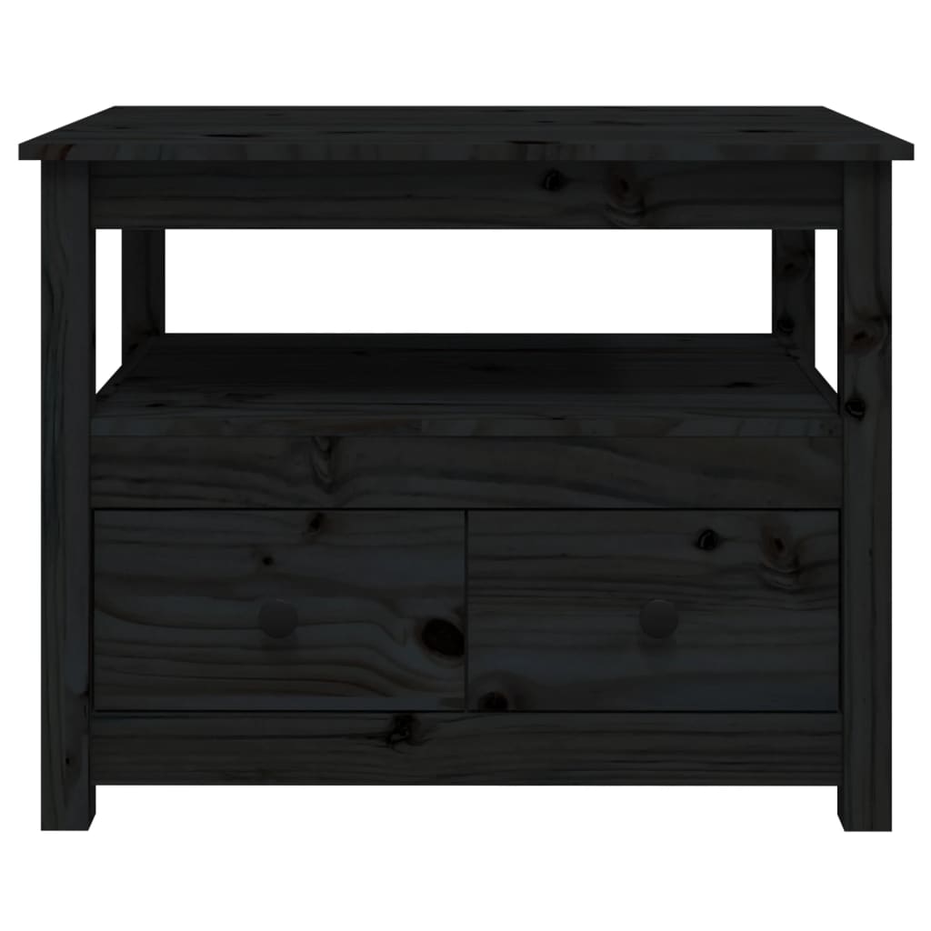 Coffee Table Black 71x49x55 cm Solid Wood Pine