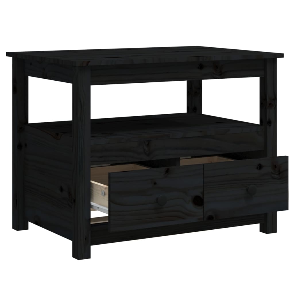 Coffee Table Black 71x49x55 cm Solid Wood Pine