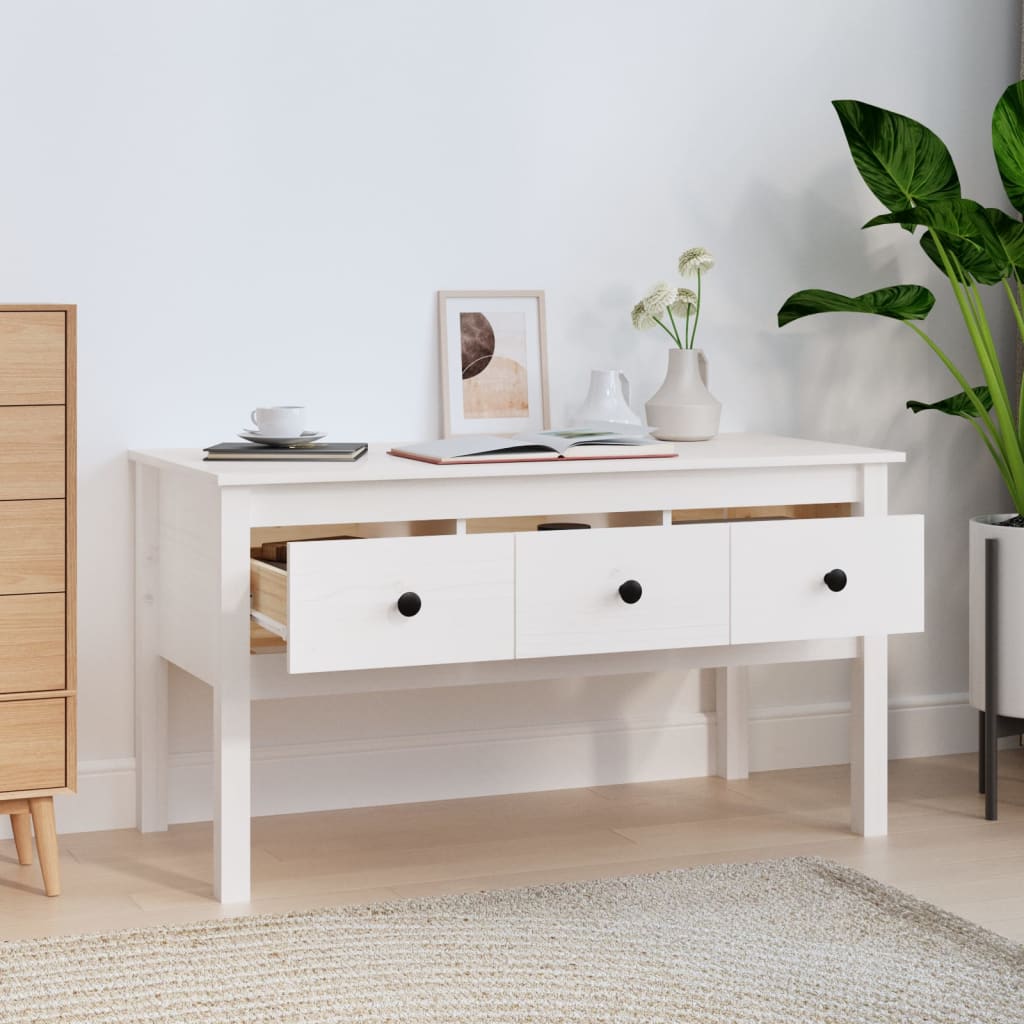 Coffee Table White 102x49x55 cm Solid Wood Pine