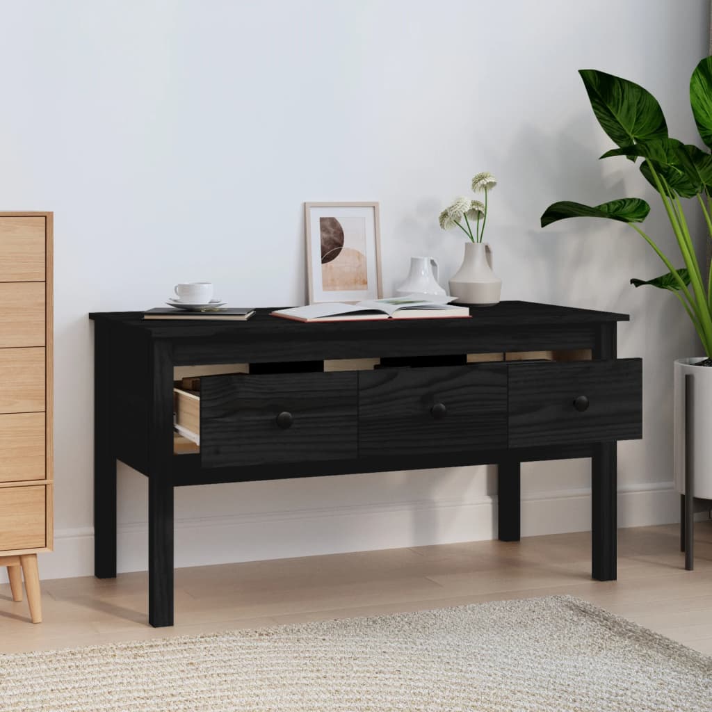 Coffee Table Black 102x49x55 cm Solid Wood Pine