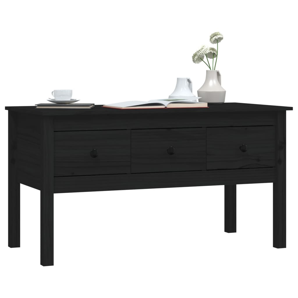 Coffee Table Black 102x49x55 cm Solid Wood Pine