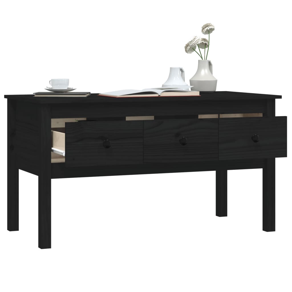 Coffee Table Black 102x49x55 cm Solid Wood Pine