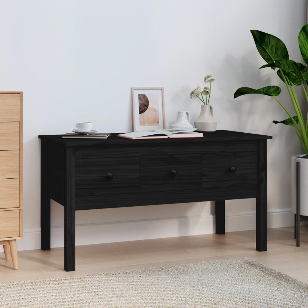 Coffee Table Black 102x49x55 cm Solid Wood Pine
