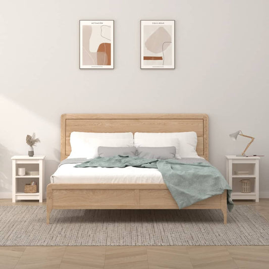 Set of 2 White Pine Bedside Cabinets - 40x35x55 cm Solid Wood