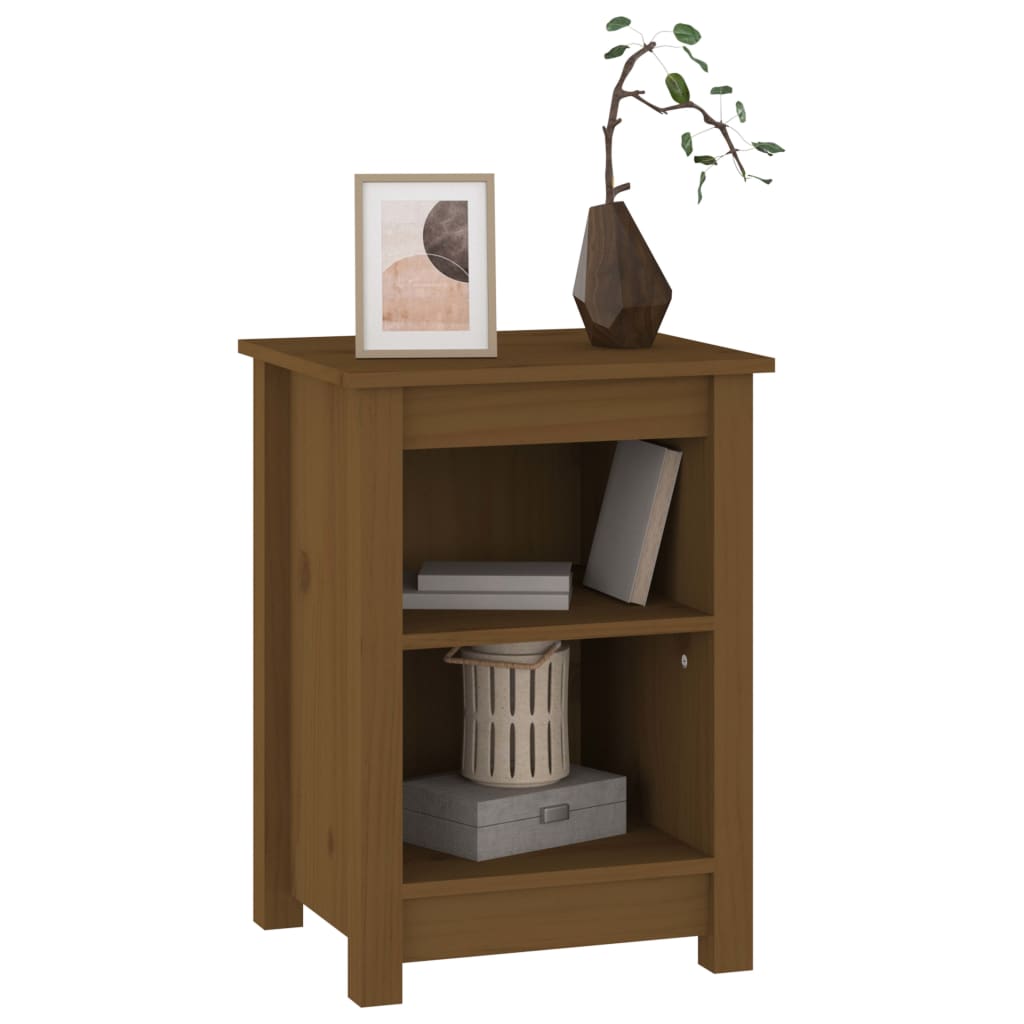 Solid Pine Bedside Cabinet, Honey Brown 40x35x55 cm