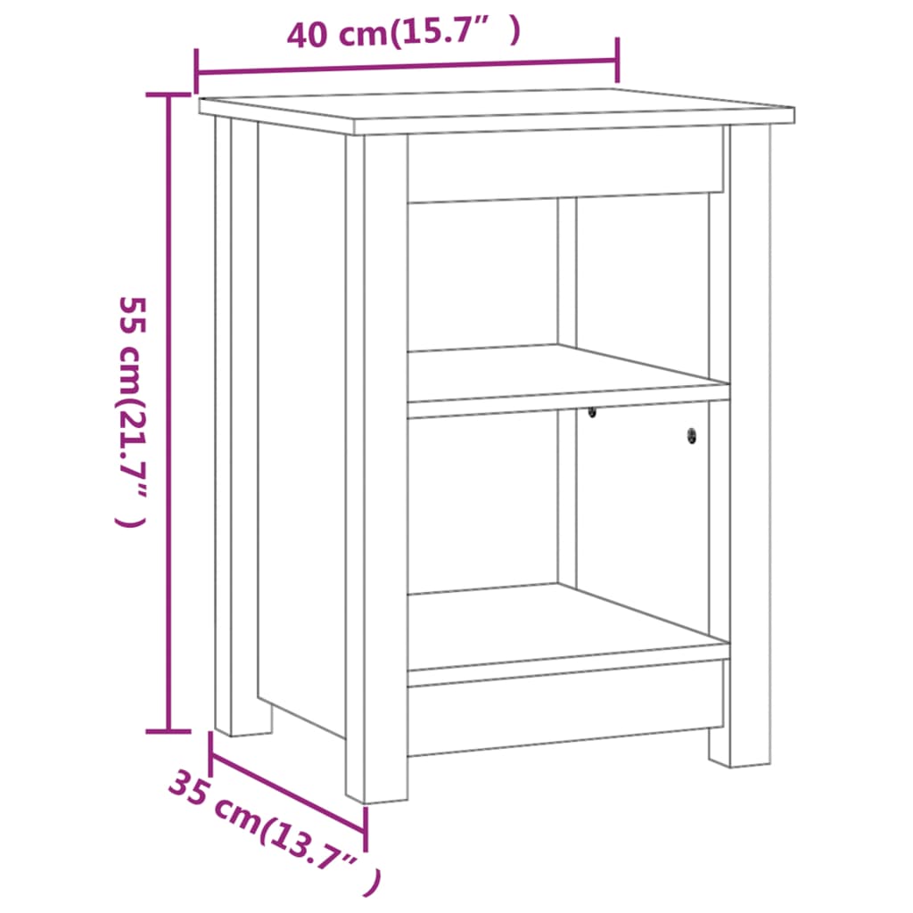 Solid Pine Bedside Cabinet, Honey Brown 40x35x55 cm