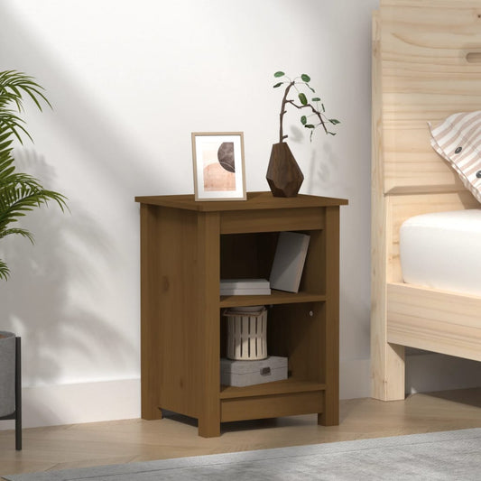 Solid Pine Bedside Cabinet, Honey Brown 40x35x55 cm