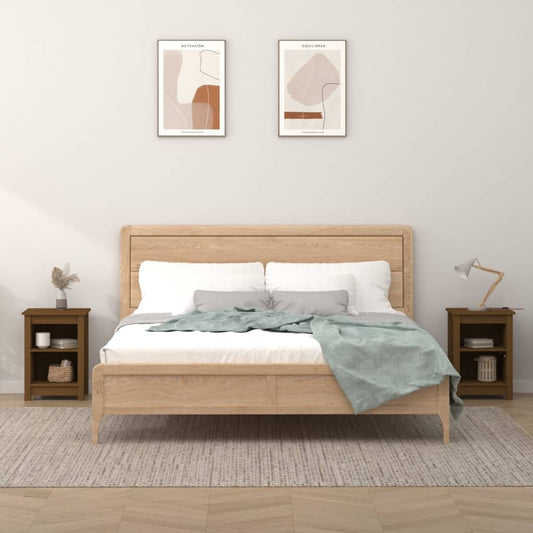 Solid Wood Pine Bedside Cabinets, 2 pcs, Honey Brown, 40x35x55 cm