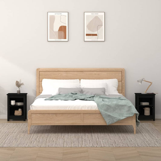 Solid Pine Bedside Cabinets 2 pcs Black 40x35x55 cm
