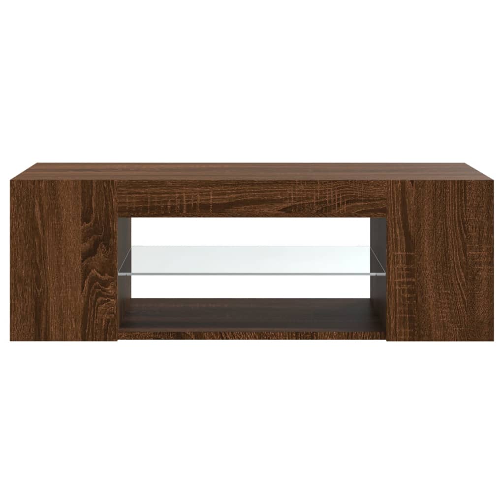TV Cabinet with LED Lights Brown Oak 90x39x30 cm