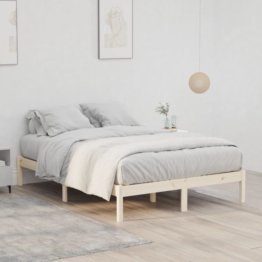 Solid Pine Wood Bed Frame 137x190 cm - Full Size, No Mattress Included