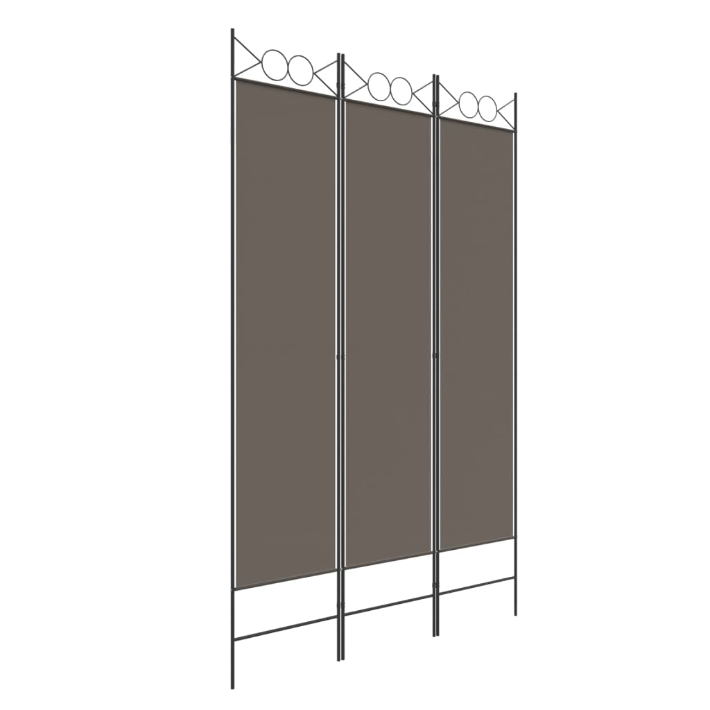 Anthracite 3-Panel Fabric Room Divider, 120x200 cm