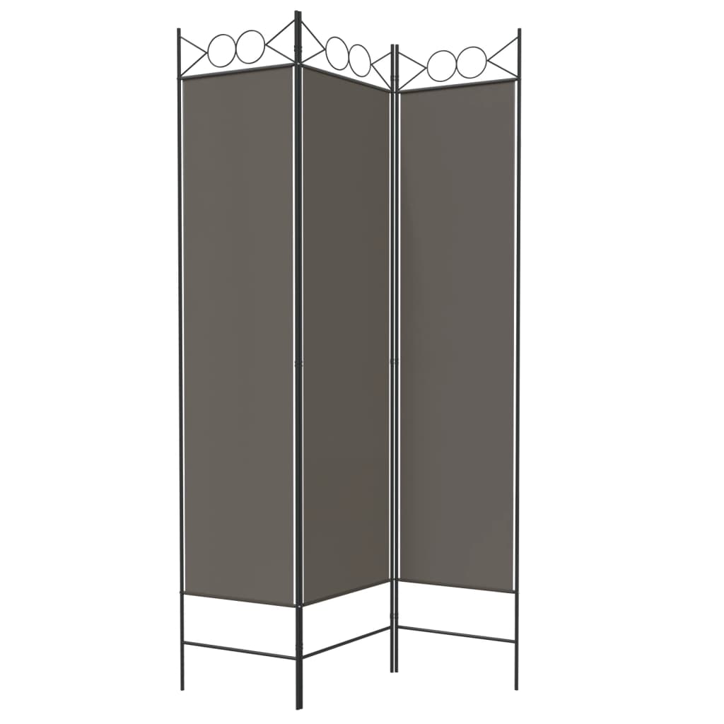 Anthracite 3-Panel Fabric Room Divider, 120x200 cm