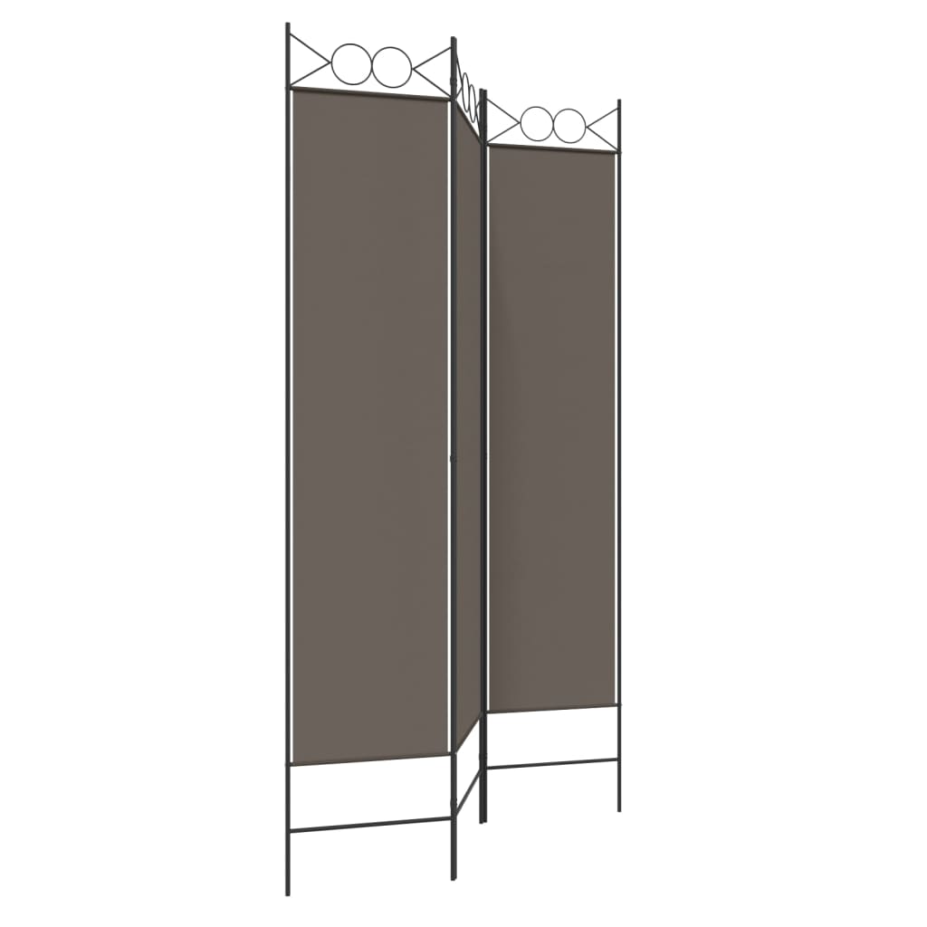 Anthracite 3-Panel Fabric Room Divider, 120x200 cm