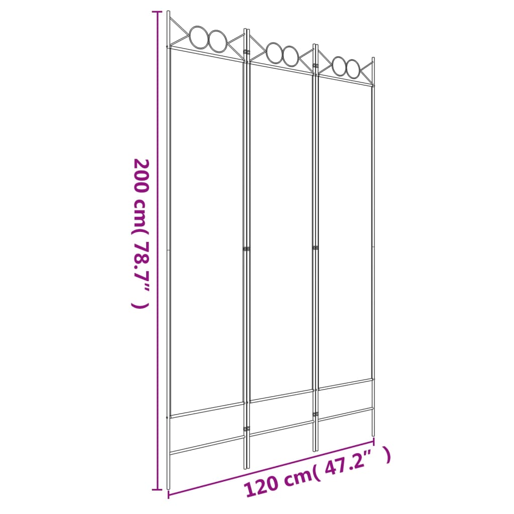 Anthracite 3-Panel Fabric Room Divider, 120x200 cm