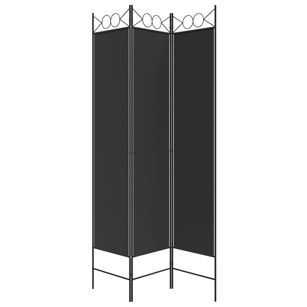 Black Fabric 3-Panel Room Divider - 120x200 cm Privacy Screen