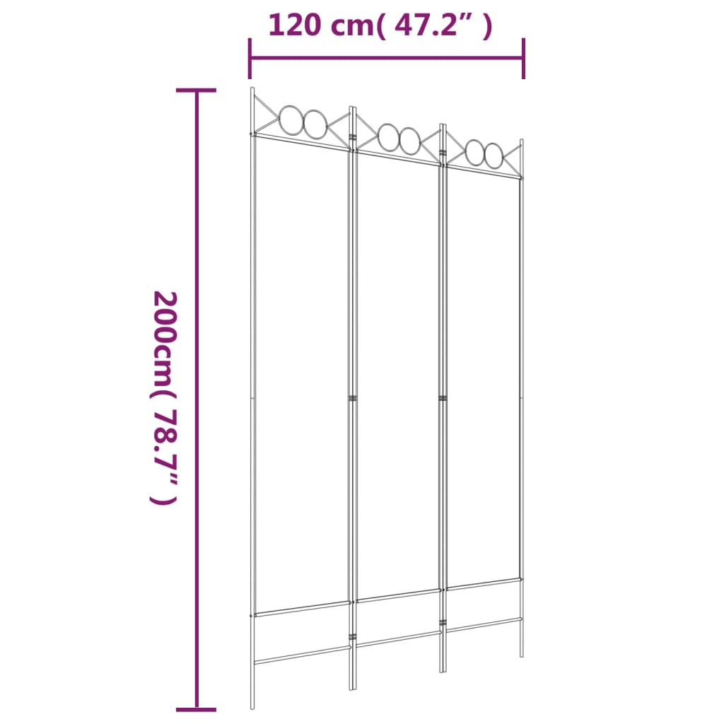 Black Fabric 3-Panel Room Divider - 120x200 cm Privacy Screen