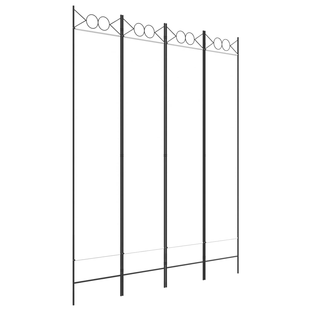 White Fabric 4-Panel Room Divider, 160x200 cm - Elegant Privacy