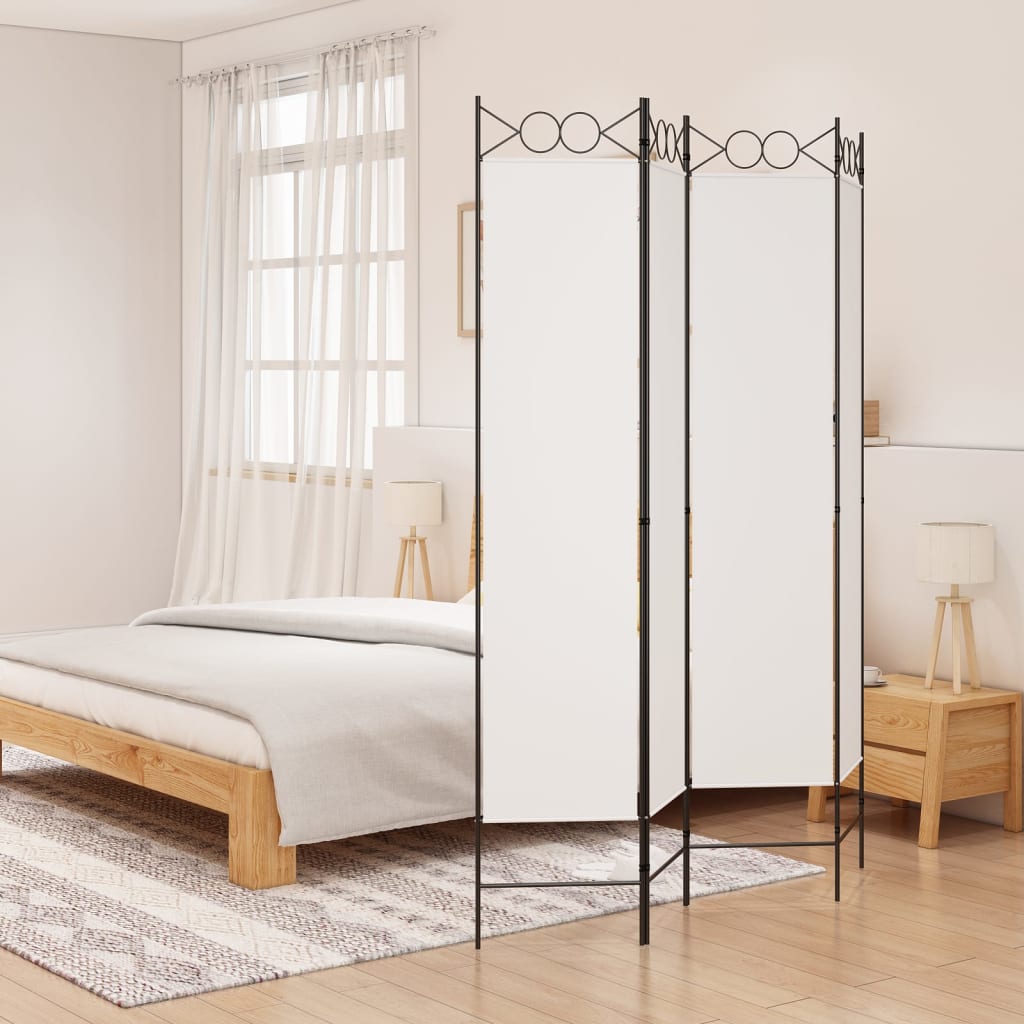 White Fabric 4-Panel Room Divider, 160x200 cm - Elegant Privacy