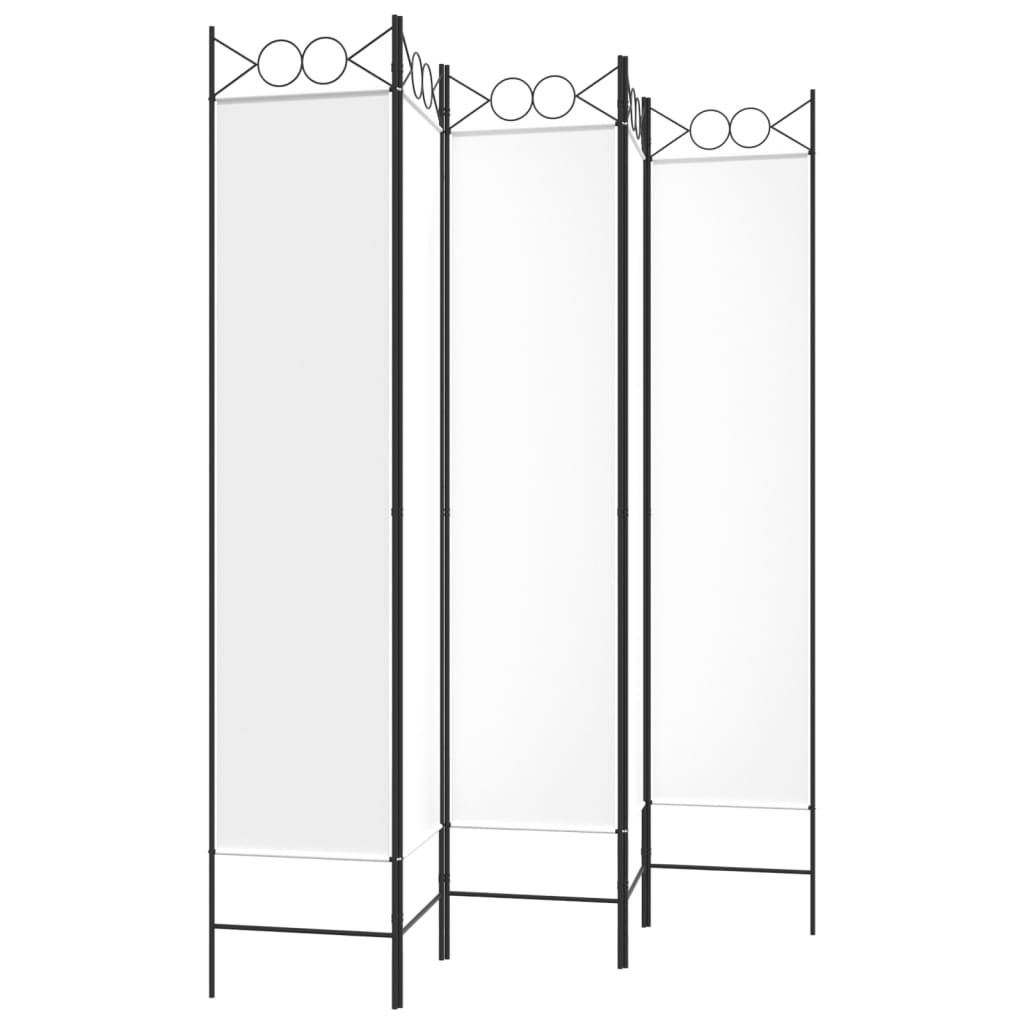 5-Panel White Fabric Room Divider, 200x200 cm - Elegant Privacy Screen