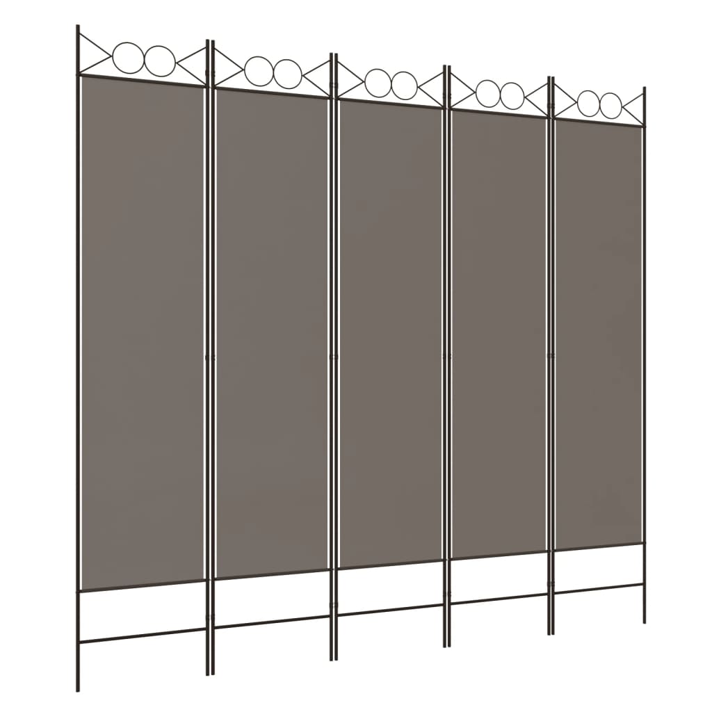 Anthracite Fabric 5-Panel Room Divider 200x200 cm