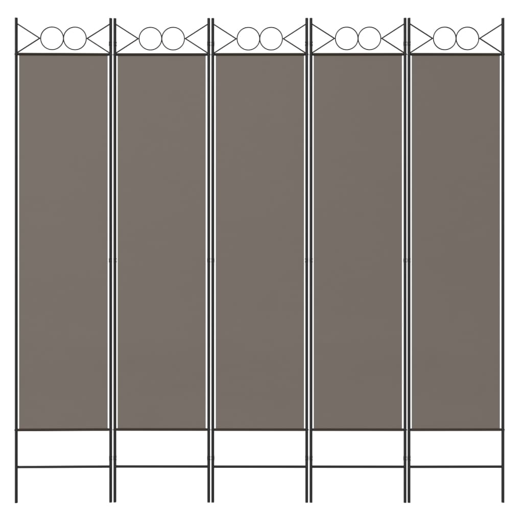 Anthracite Fabric 5-Panel Room Divider 200x200 cm
