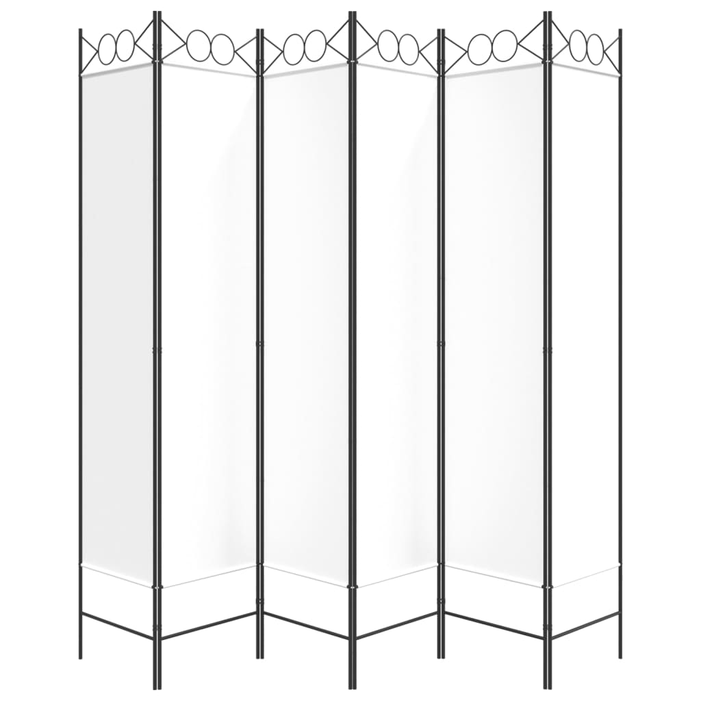 White Fabric 6-Panel Room Divider - 240x200 cm Privacy Screen