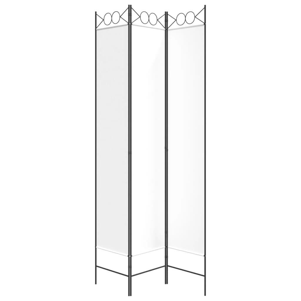 Elegant White Fabric 3-Panel Room Divider, 120x220 cm