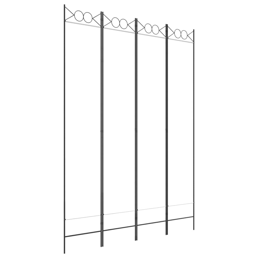 Elegant White Fabric 4-Panel Room Divider 160x220 cm