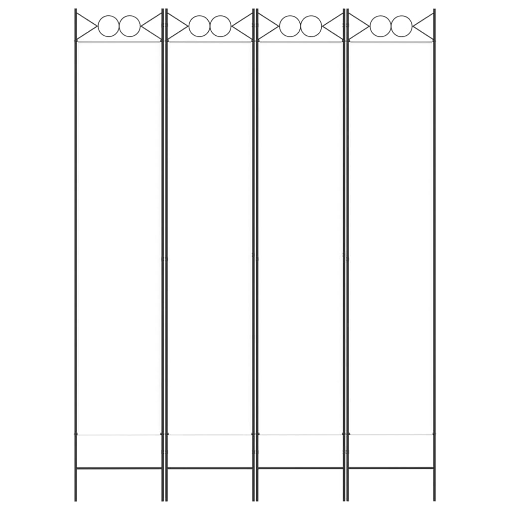 Elegant White Fabric 4-Panel Room Divider 160x220 cm