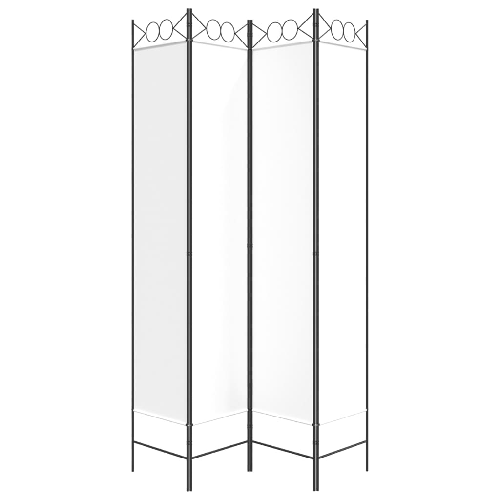 Elegant White Fabric 4-Panel Room Divider 160x220 cm