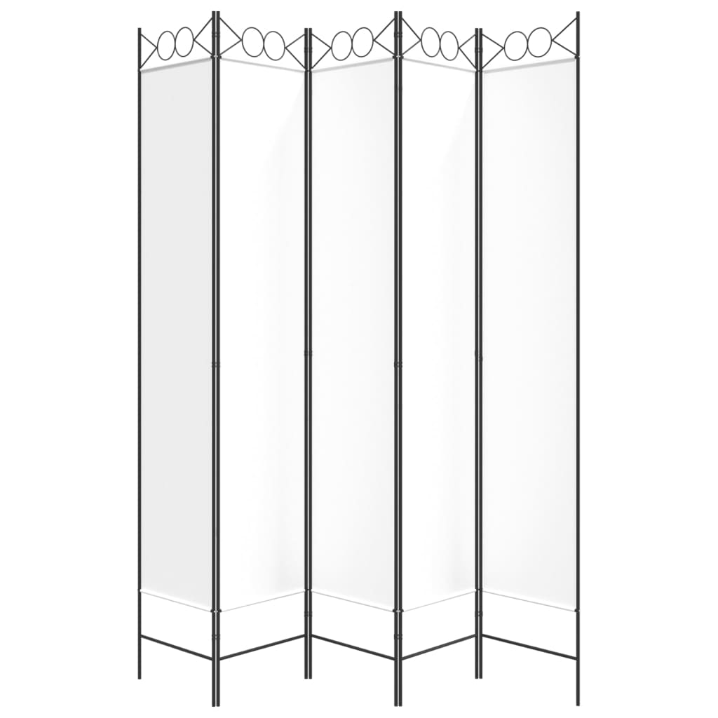 Elegant White 5-Panel Fabric Room Divider - 200x220 cm