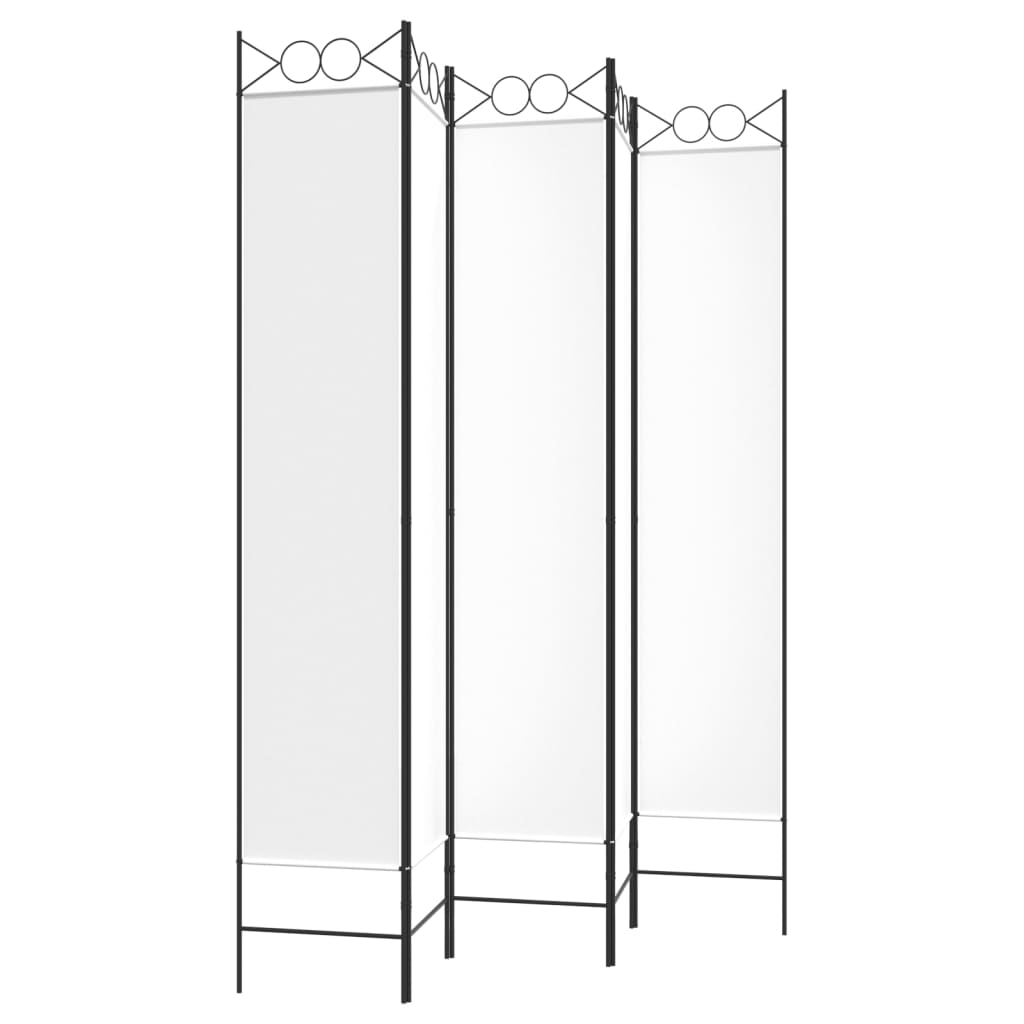 Elegant White 5-Panel Fabric Room Divider - 200x220 cm