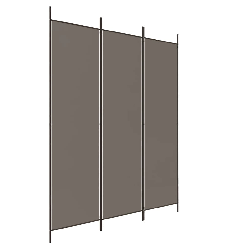Anthracite Fabric 3-Panel Room Divider, 150x200 cm