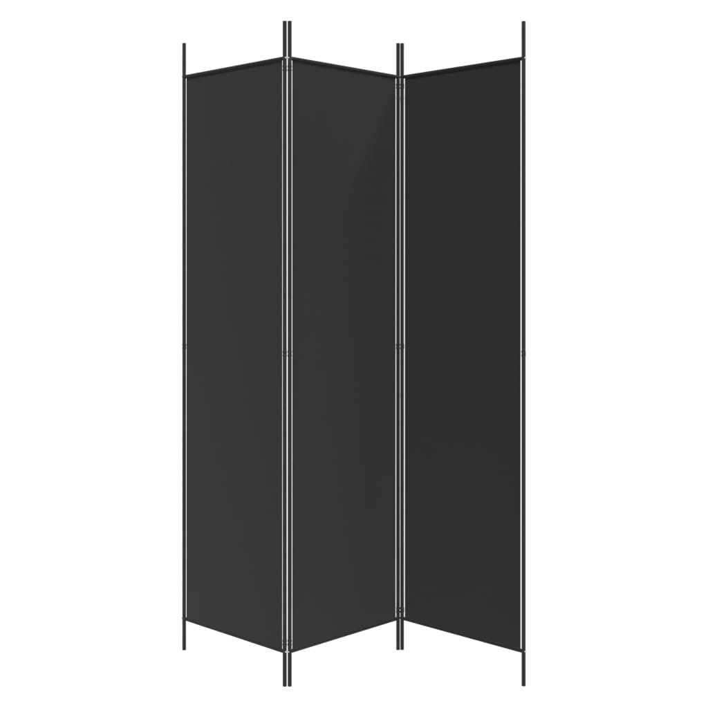 Black Fabric 3-Panel Room Divider 150x200 cm