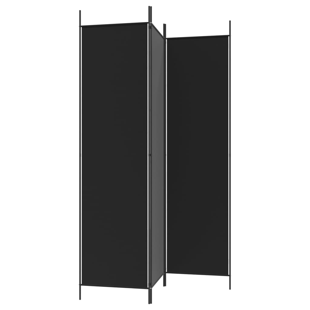 Black Fabric 3-Panel Room Divider 150x200 cm