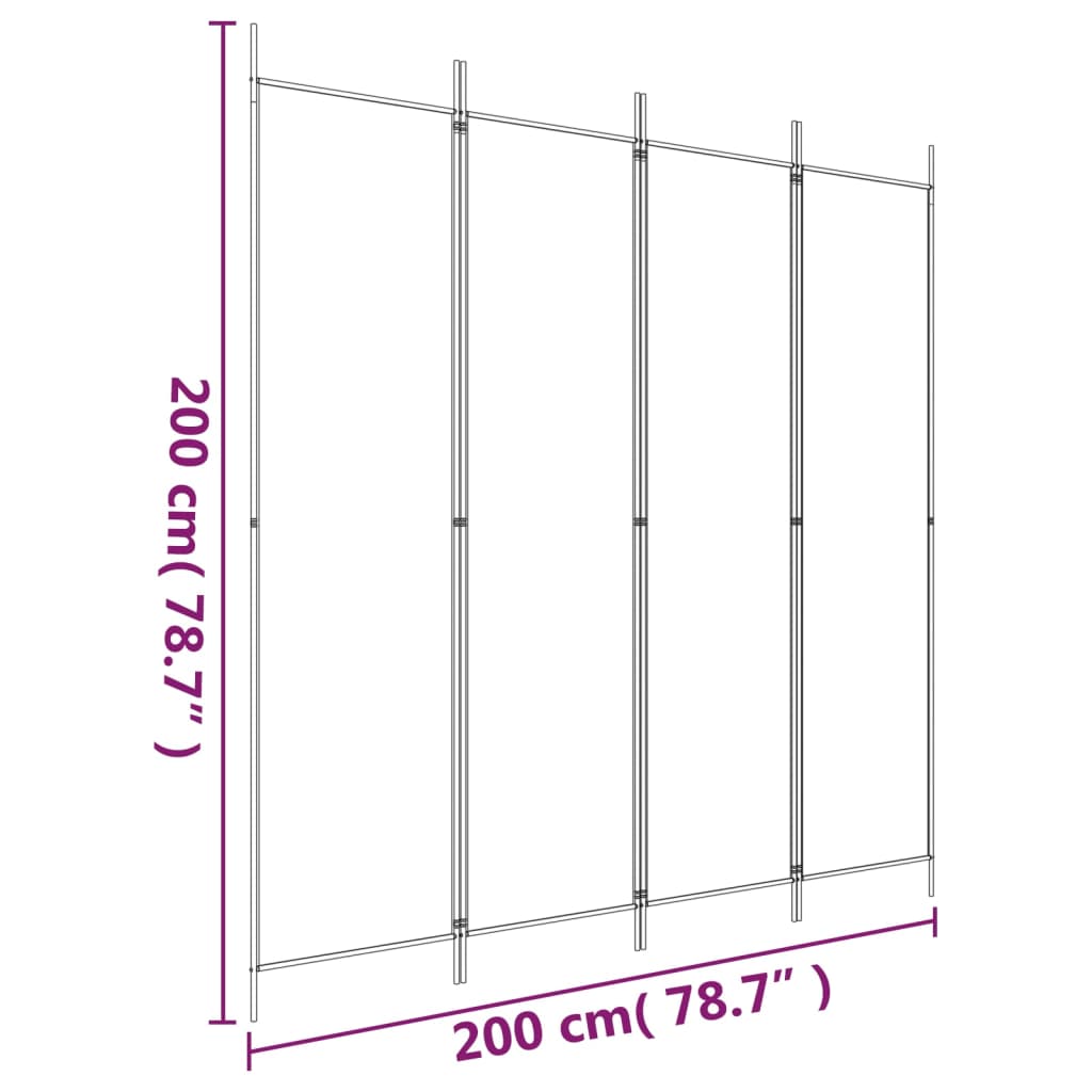 White 4-Panel Fabric Room Divider, 200x200 cm - Elegant Privacy