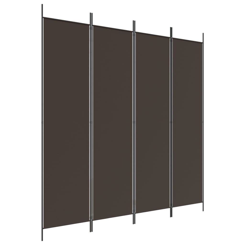 Elegant Brown Fabric 4-Panel Room Divider, 200x200 cm