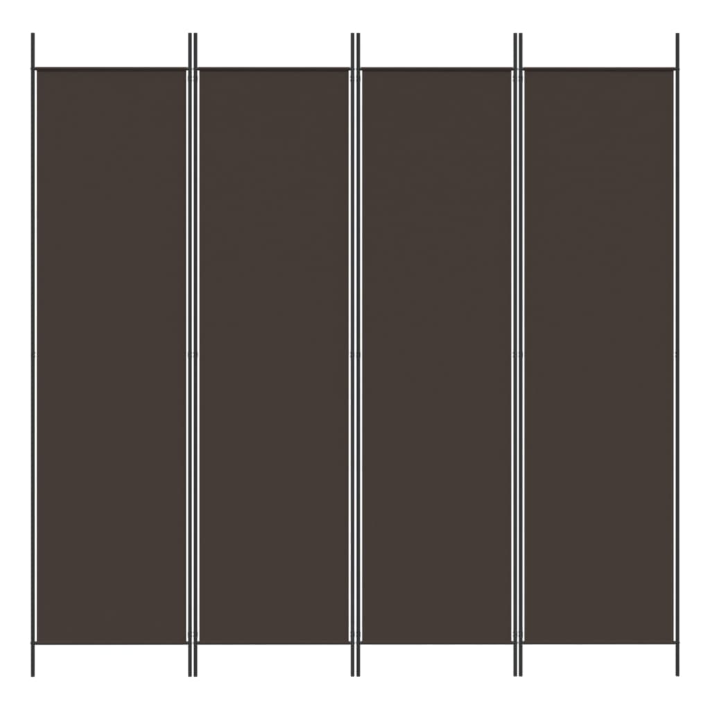 Elegant Brown Fabric 4-Panel Room Divider, 200x200 cm
